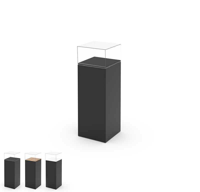 visio vitrine in schwarz fuer ausstellungen