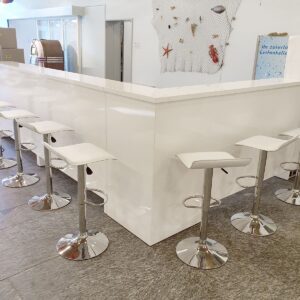 l-form event theke mieten mit barhockern