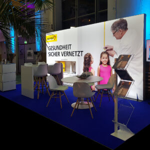 messe besprechungstisch mieten mit messewand und katalogständer