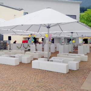 outdoor lounge möbel und bar theken mieten in weiss