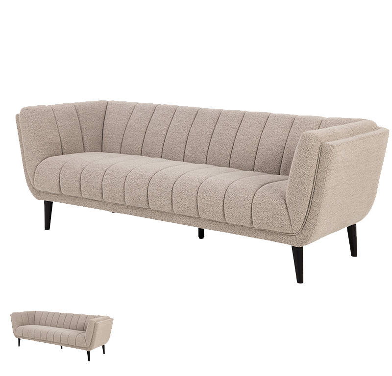 3er Stoff Sofa mieten in beige